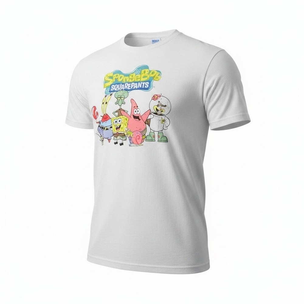 NWT SpongeBob SquarePants LARGE Group Character Graphic Tee White Delta Pro